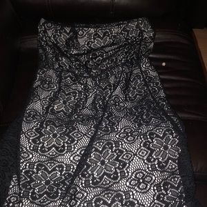 Strapless black and white dress